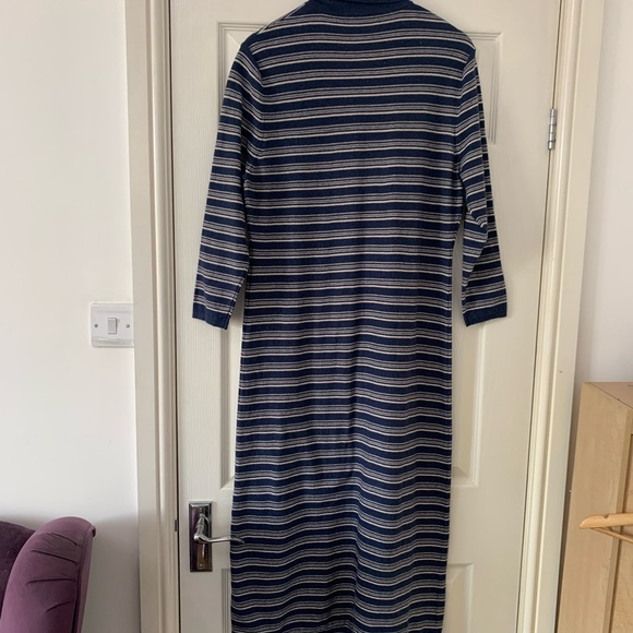 Wrap London Size 14 Dress Long Jumper Knitted Stripe Navy Maxi Nautical - Picture 3 of 8